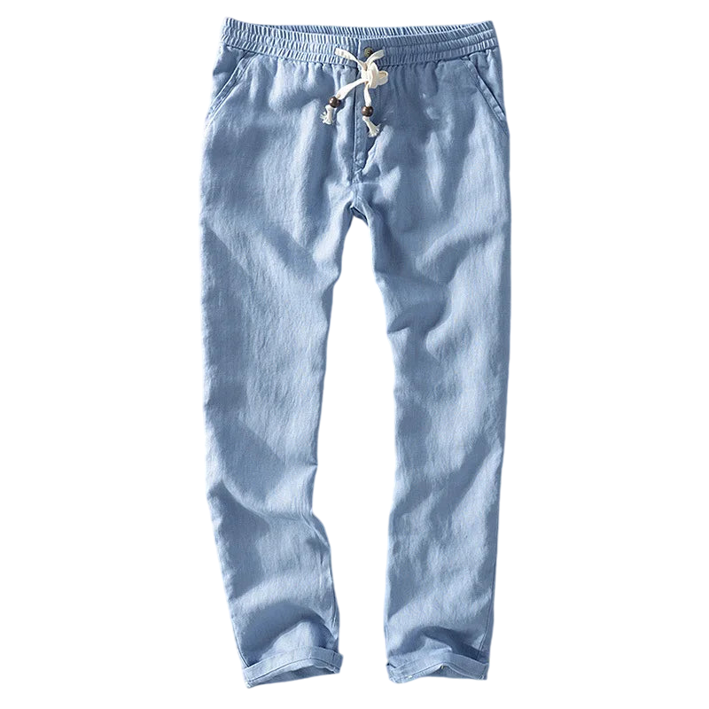 Calca-de-Linho-Masculina-Calviori-Cannes-Azul-Claro