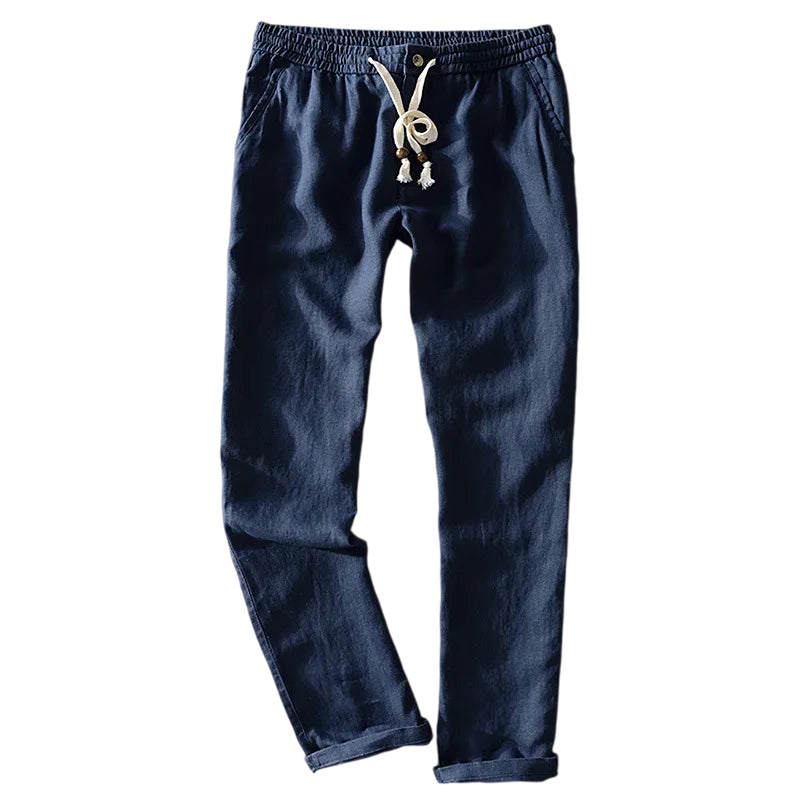 Calca-de-Linho-Masculina-Calviori-Cannes-Azul-Marinho