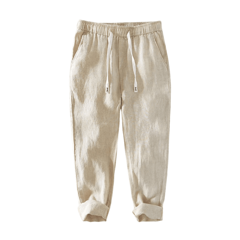 Calca-de-Linho-Masculina-Calviori-Cinque-Bege