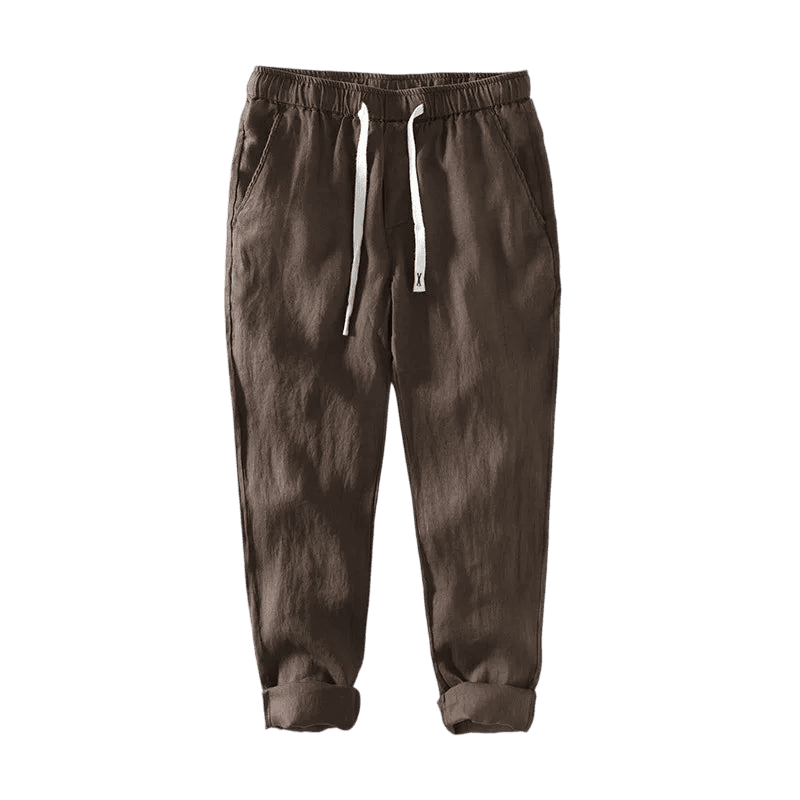 Calca-de-Linho-Masculina-Calviori-Cinque-Marrom