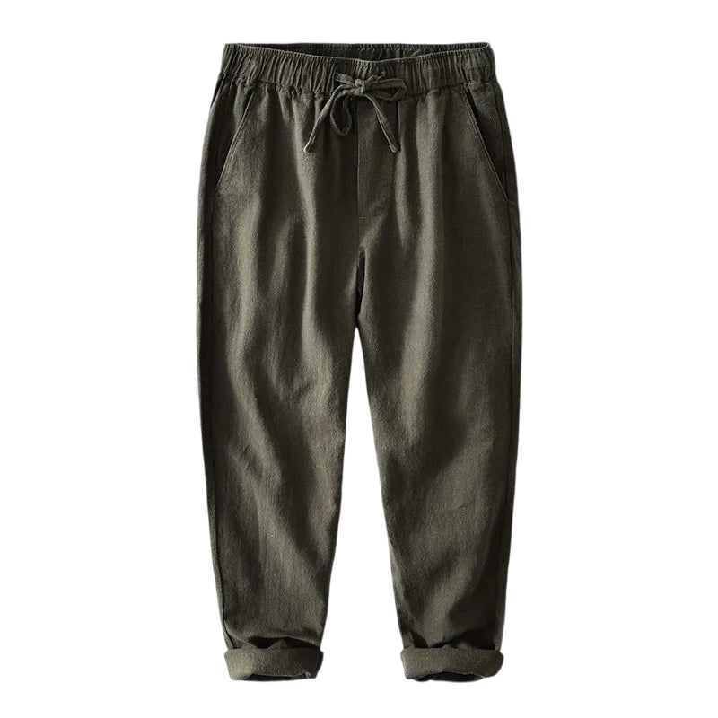 Calca-de-Linho-Masculina-Calviori-Valenca-Verde-Musgo