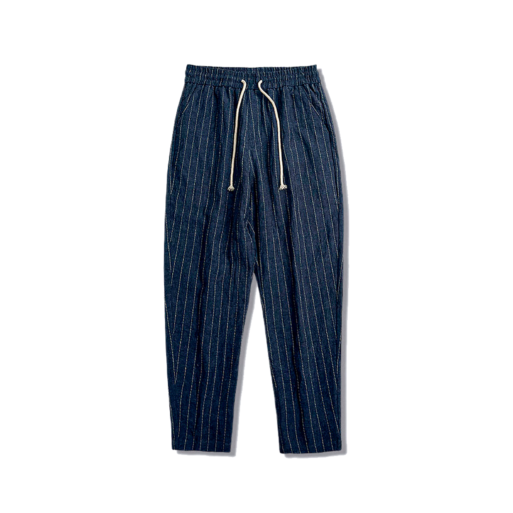 Calca-de-Linho-Masculina-Listrada-Calviori-Azul-Marinho