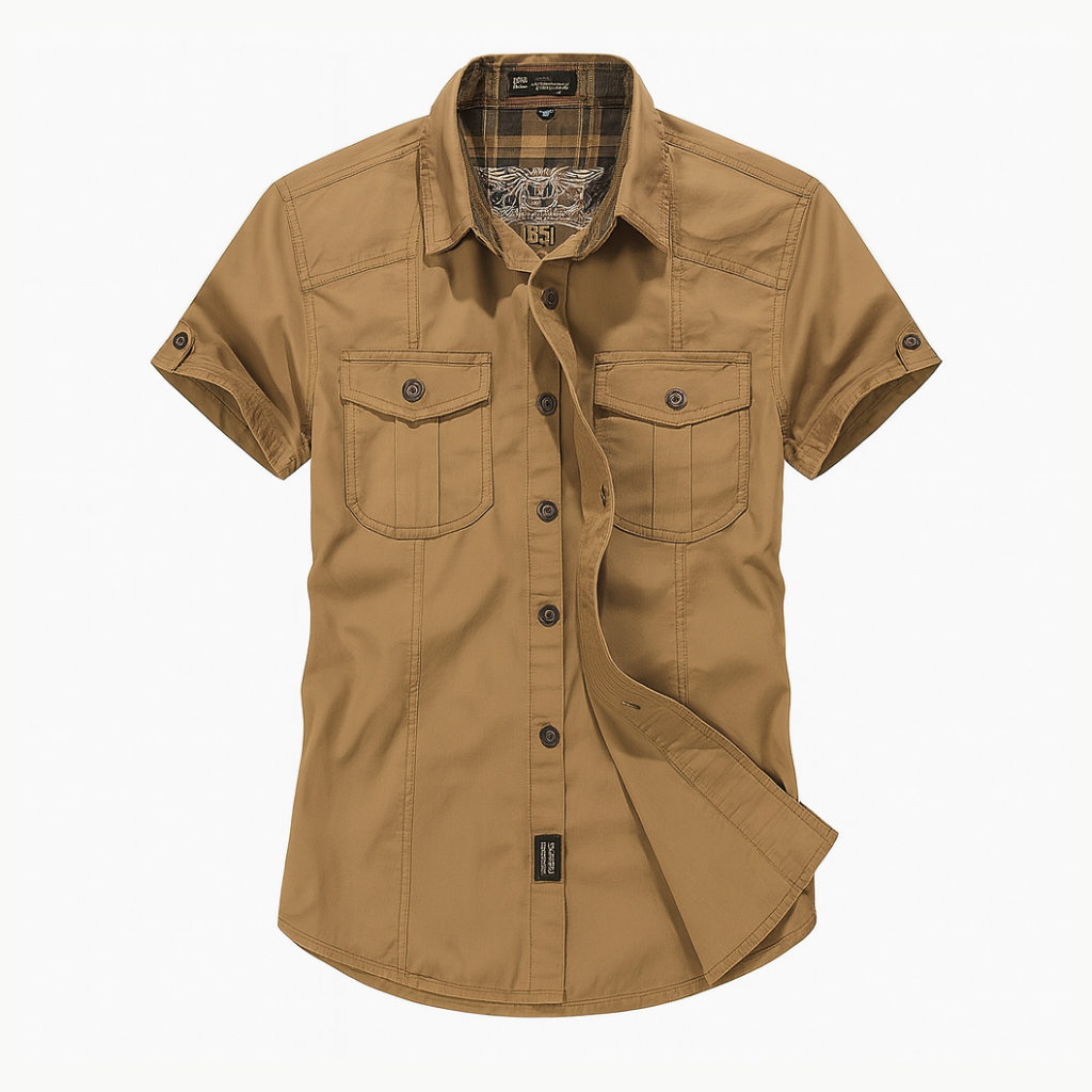 Camisa-Manga-Curta-Calviori-Khaki-1