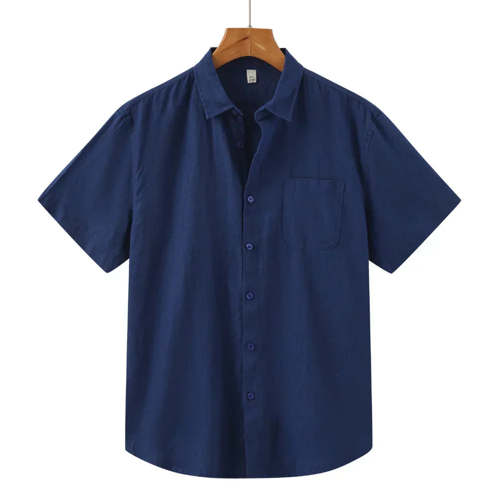 Camisa-Masculina-Calviori-de-Linho-Viena-Azul