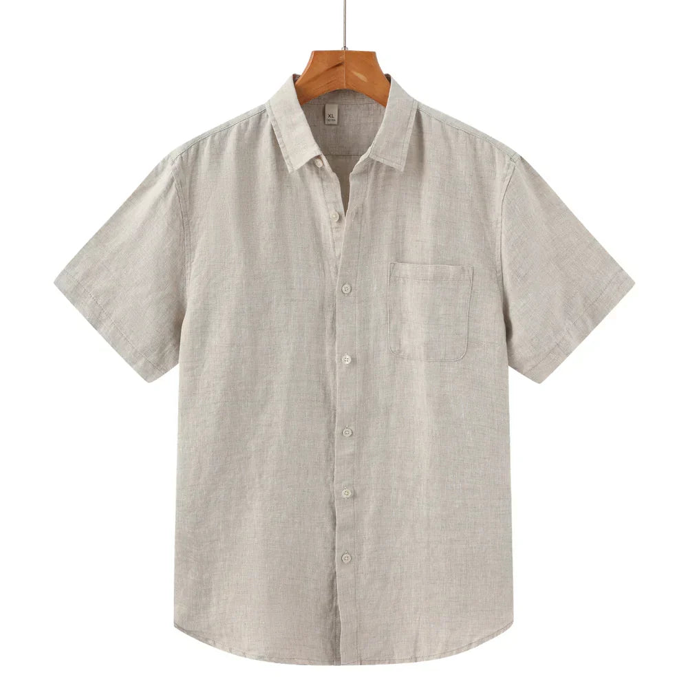 Camisa-Masculina-Calviori-de-Linho-Viena-Bege