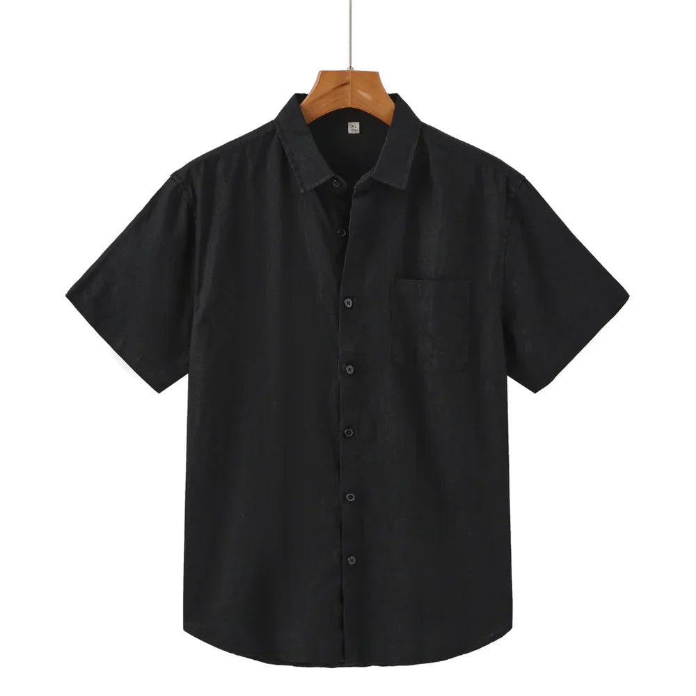 Camisa-Masculina-Calviori-de-Linho-Viena-Preto