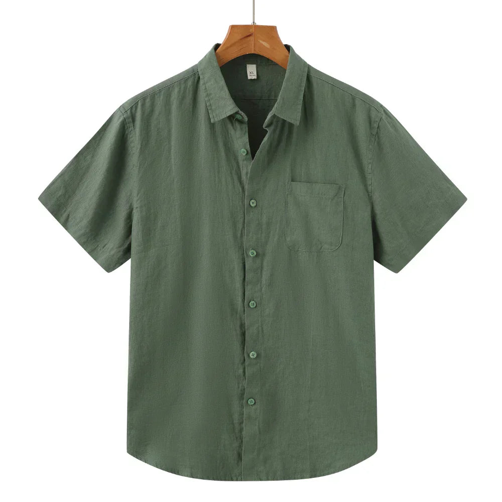 Camisa-Masculina-Calviori-de-Linho-Viena-Verde