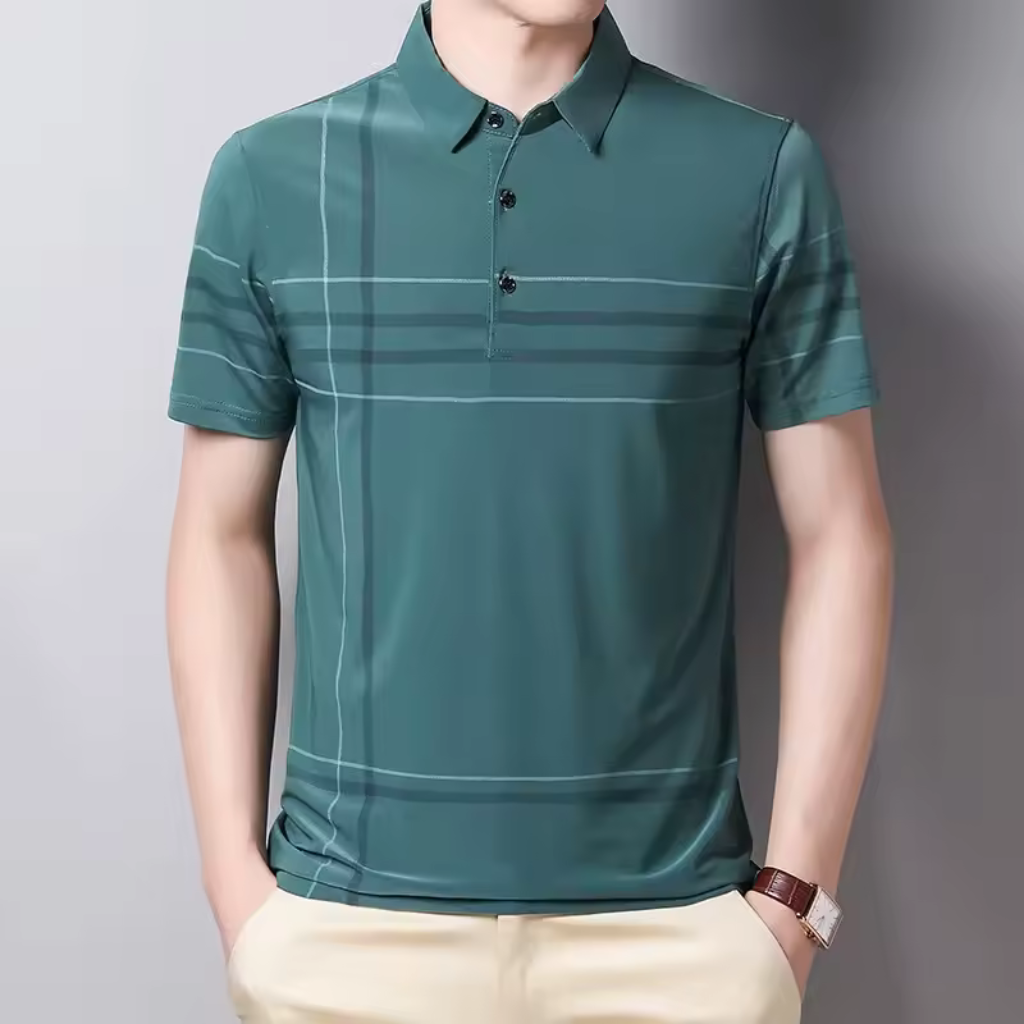 Camisa-Polo-Listrada-Calviori-Verde-Modelo