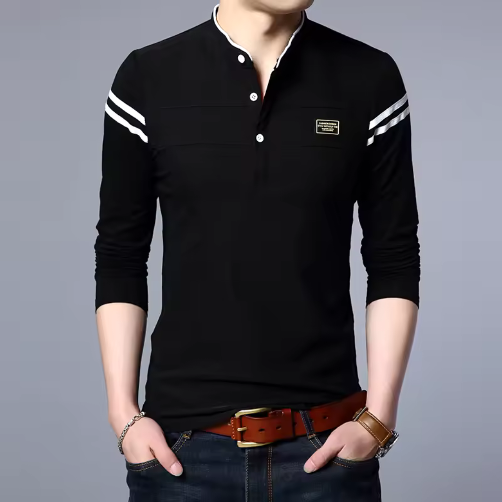 Camisa-Polo-Manga-Longa-Calviori-Berlin-Preto-Modelo