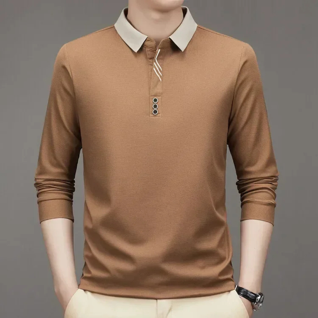Camisa-Polo-Manga-Longa-Calviori-Caqui