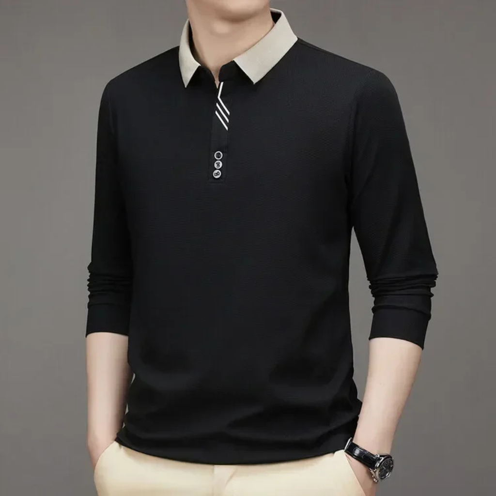 Camisa-Polo-Manga-Longa-Calviori-Preto