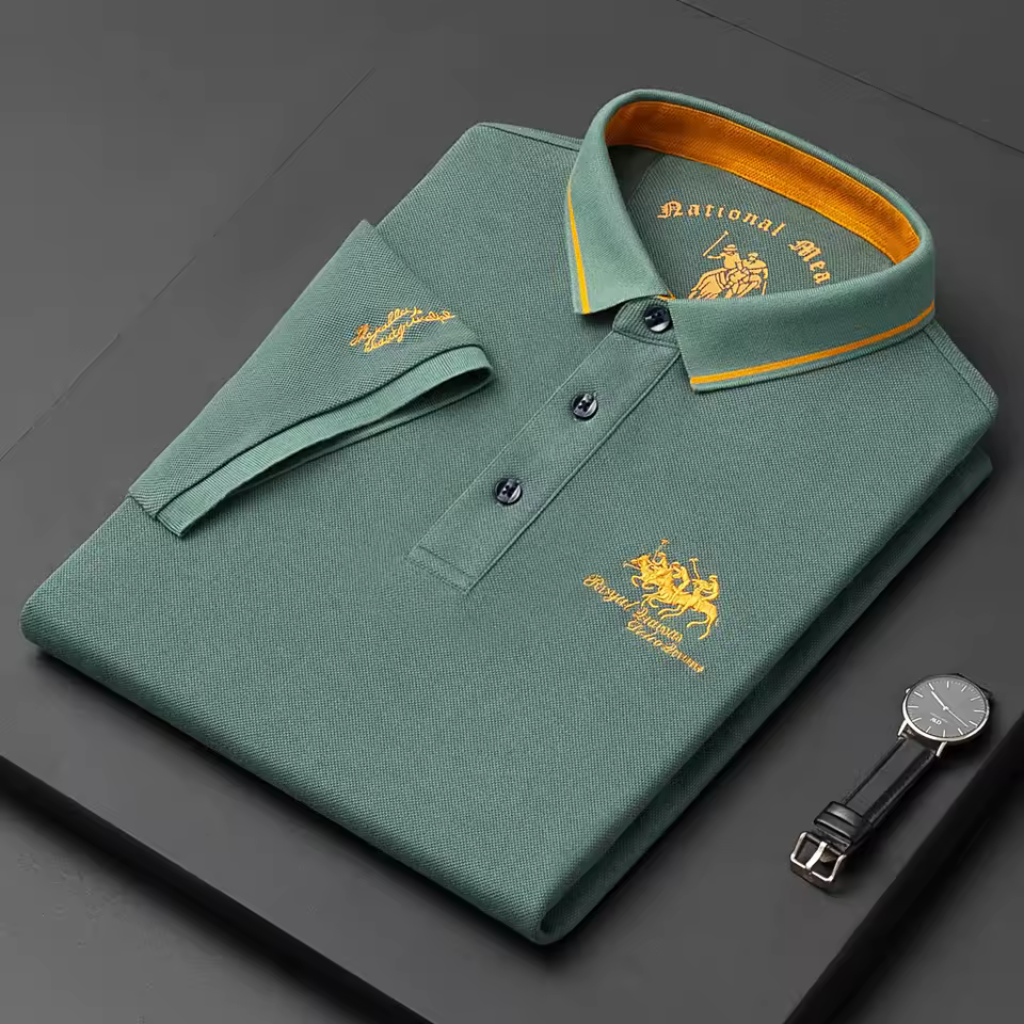 Camisa-Polo-Masculina-Calviori-Royal-Verde-Tecido
