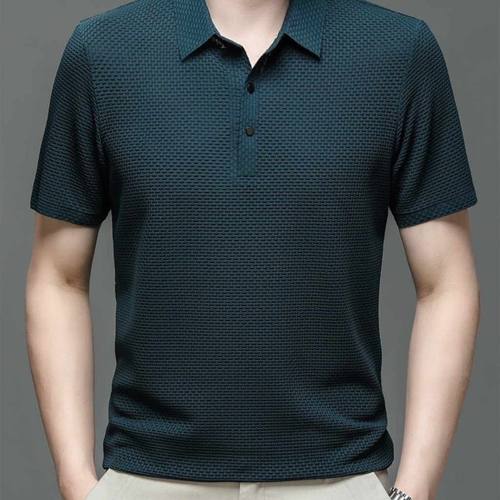Camisa-Polo-Premium-Calviori-Anti-Amasso-Azul-Modelo