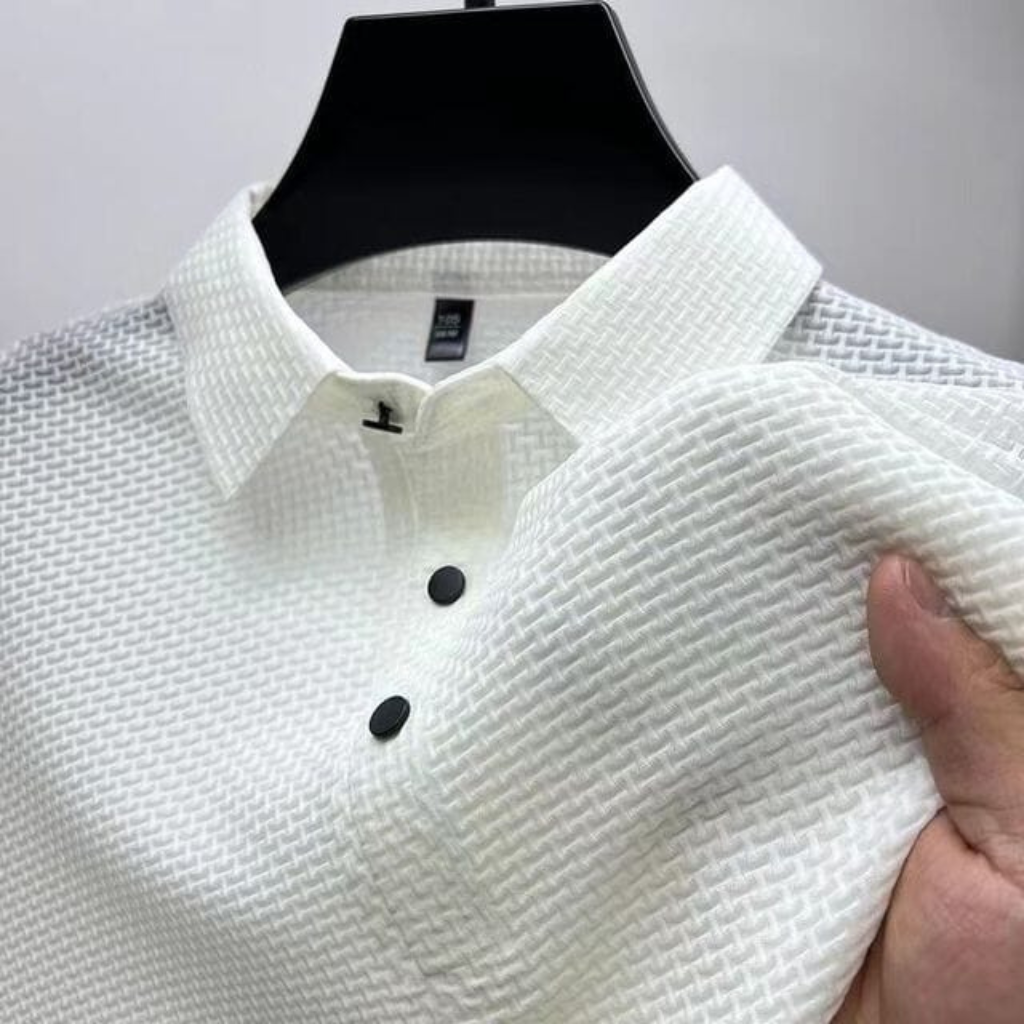 Camisa-Polo-Premium-Calviori-Anti-Amasso-Branco-Tecido