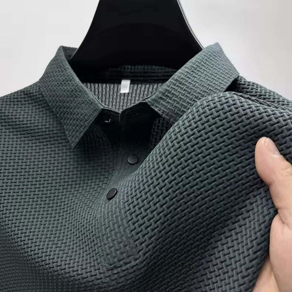 Camisa-Polo-Premium-Calviori-Anti-Amasso-Verde-Tecido