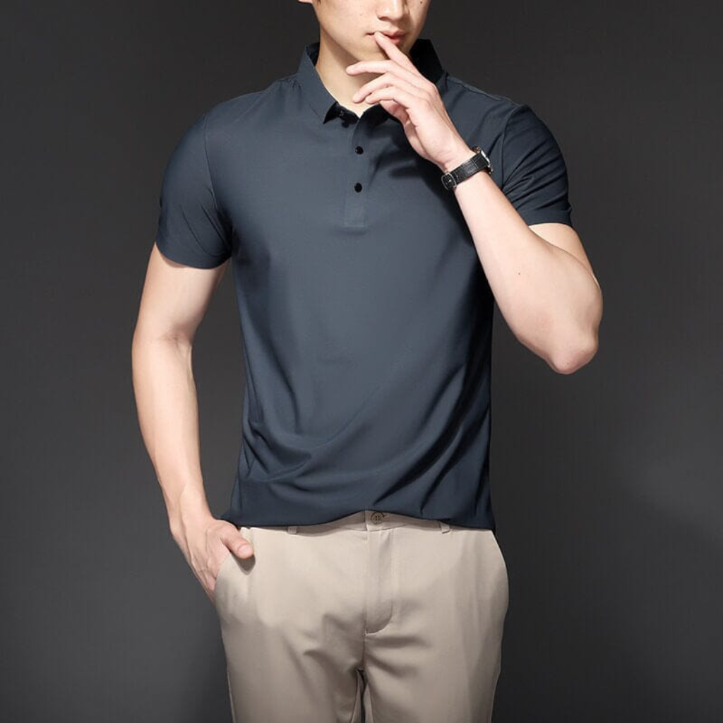Camisa-Polo-Seda-Gelo-Anti-Amasso-Calviori-Cinza-Modelo