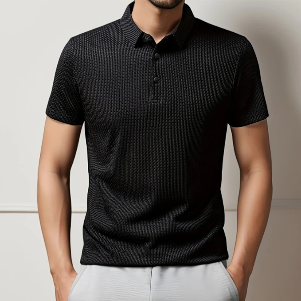 Camisa-Polo-em-Nylon-Calviori-Preto-Modelo