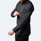 Camisa-Social-Lisa-Anti-Amasso-Calviori-Preto-Modelo-Tecido