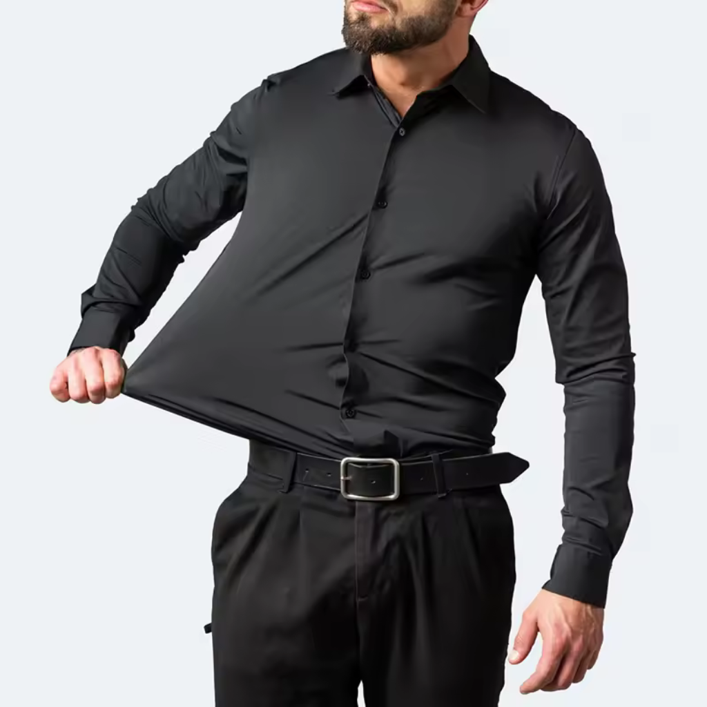Camisa-Social-Lisa-Anti-Amasso-Calviori-Preto-Modelo