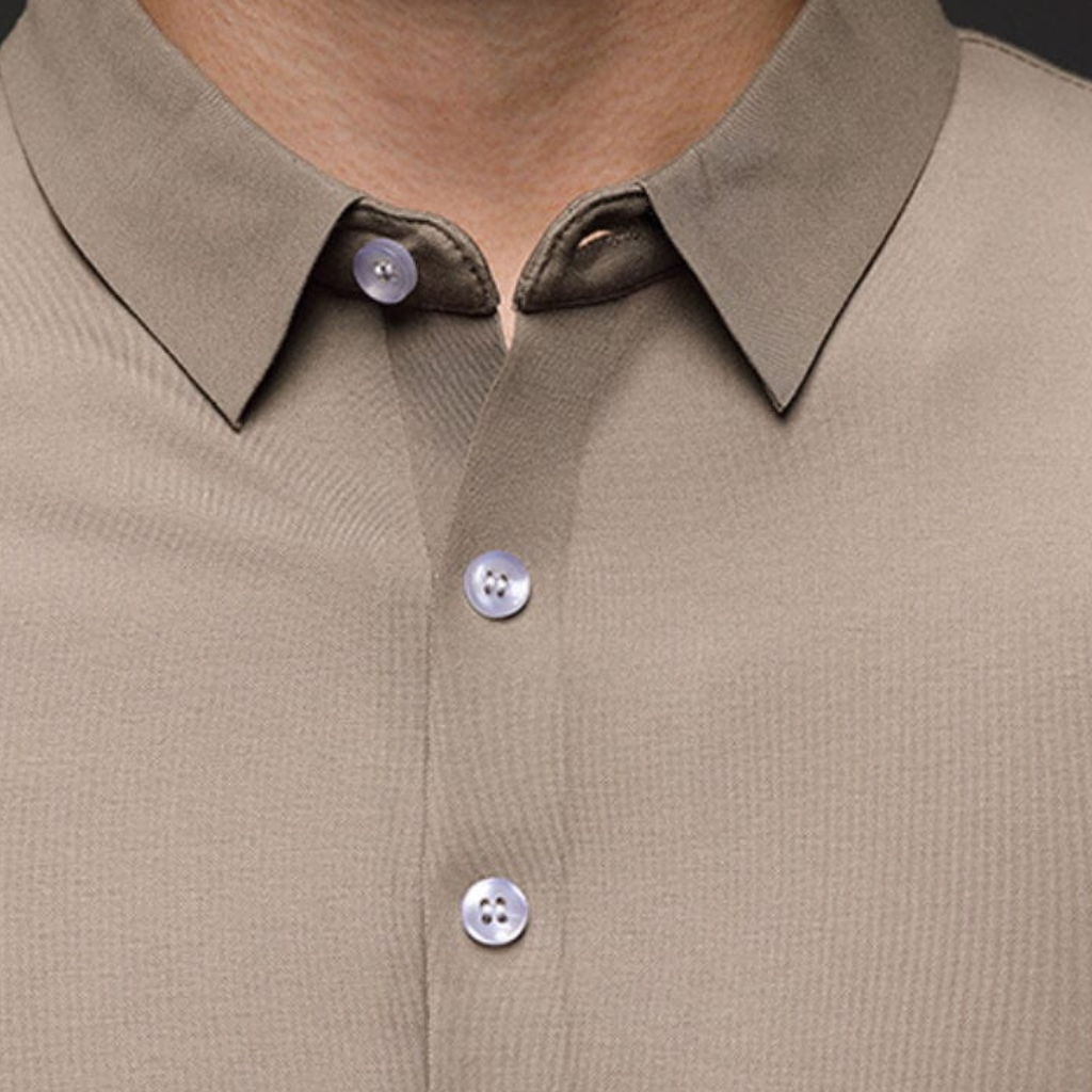 Camisa-Social-Manga-Longa-Calviori-Caqui-Gola