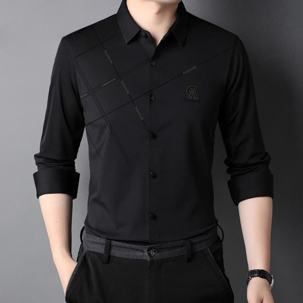 Camisa-Social-Manga-Longa-Modern-Calviori-Preto-Modelo