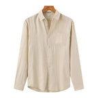 Camisa-Social-Masculina-Calviori-de-Linho-Bege-1