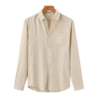 Camisa-Social-Masculina-Calviori-de-Linho-Bege-1