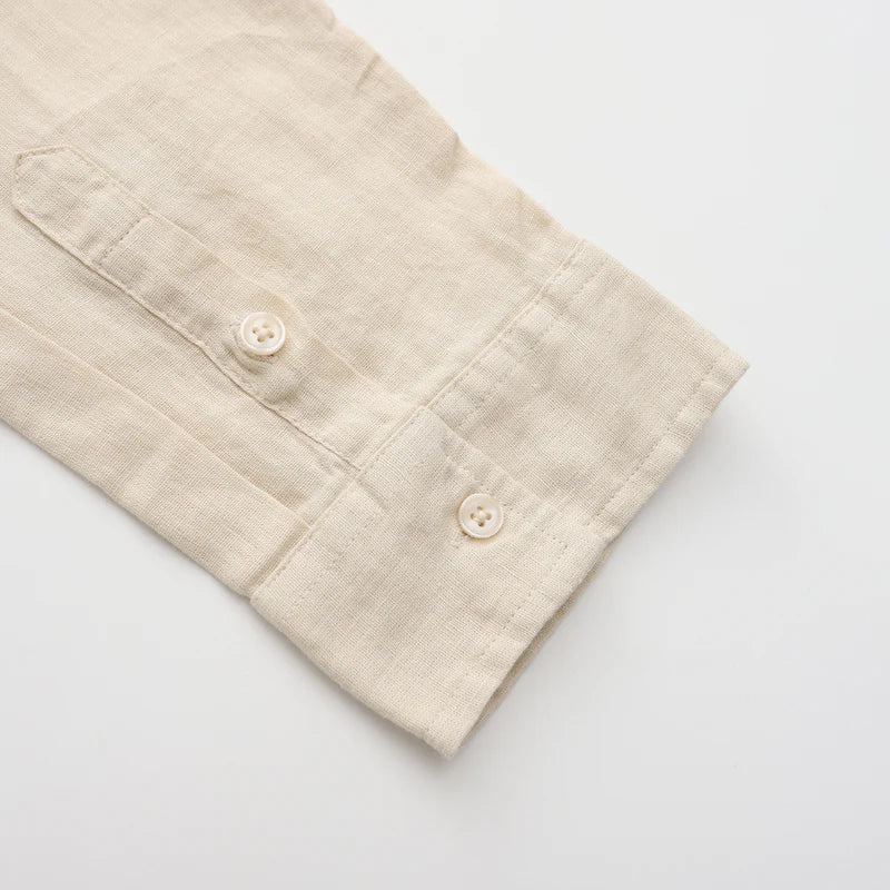 Camisa-Social-Masculina-Calviori-de-Linho-Bege-4