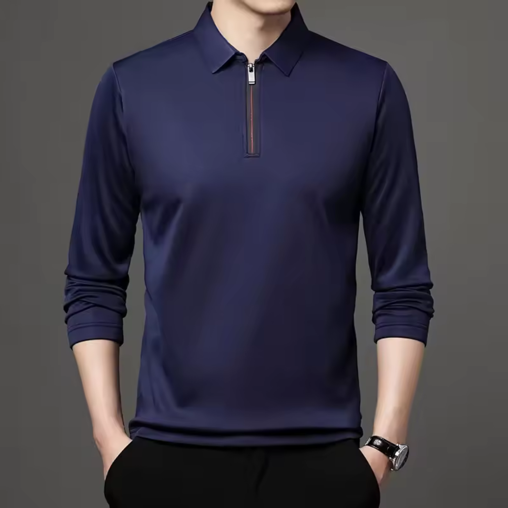 Camisa-Social-com-Ziper-Calviori-Azul-Marinho
