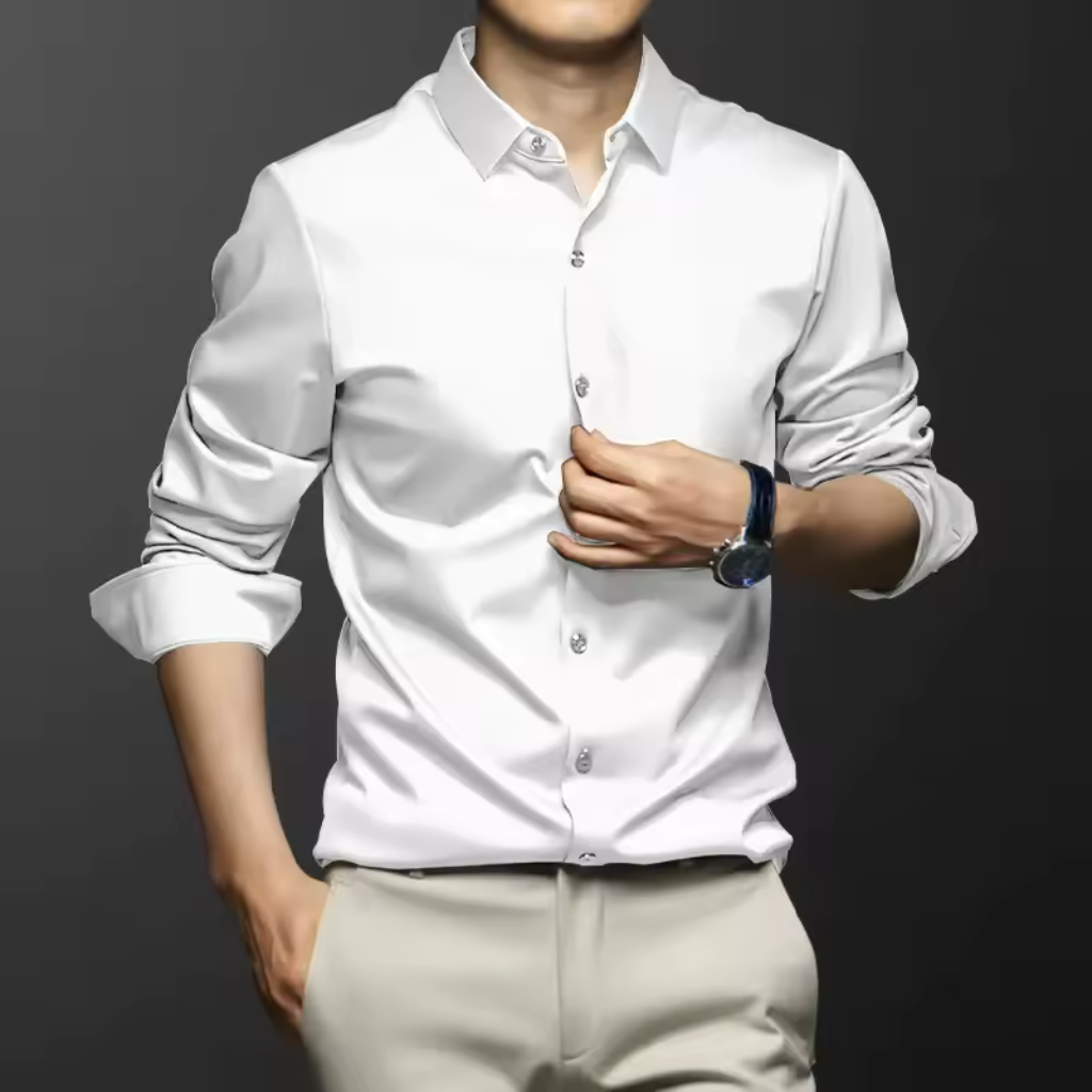 Camisa-Social-de-Seda-em-Gelo-Calviori-Branco