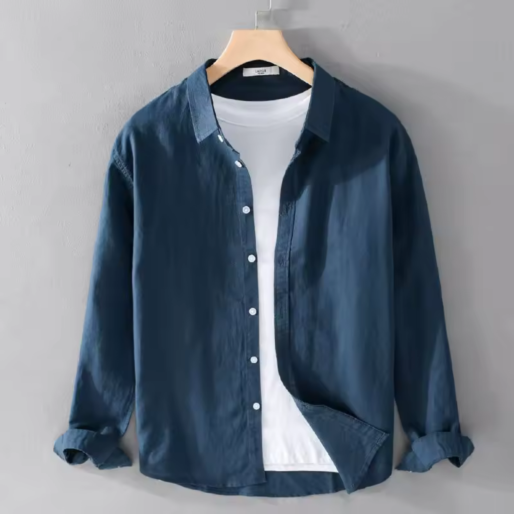 Camisa-de-Linho-Calviori-Blu-Marino-5